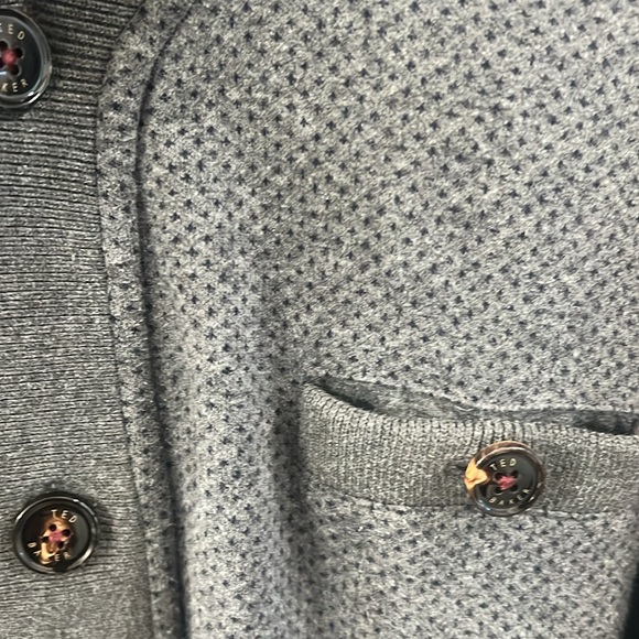 TED BAKER Gray Knit Terry Button Front Cardigan Sweater - Picture 4 of 16